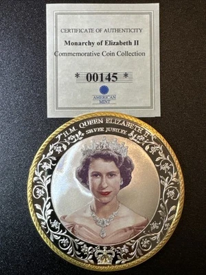 Queen Elizabeth II Silver Jubilee Colossal Commemorative Coin - Image 1 of 2