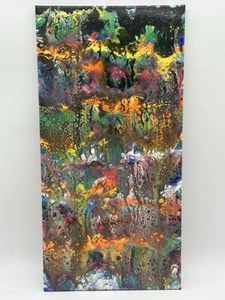 Abstract Acrylic Fluid Pour Balloon SwipeArt Painting Wall Art 24”x12” - Picture 1 of 6