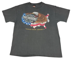 Vintage 90s Harley Davidson Wings Over America T-Shirt Double Sided Mens Large - Picture 1 of 9
