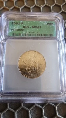 2001-P 25C ICG MS67 - Clad Vermont Quarter - Image 1 of 3