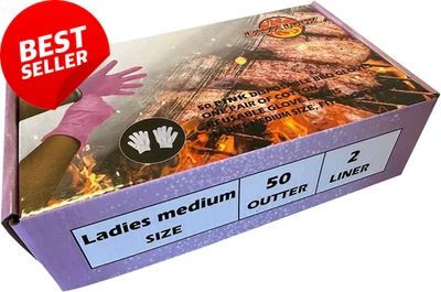 Disposable Nitrile BBQ Gloves with Cotton Liners for Outdoor Cooking Grilling Sm - image 1 of 4