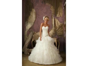 Morilee 1856 Ivory Bridal Wedding Dress Gown 8-10 Mermaid Bling Ruffles Ruching - Picture 1 of 12