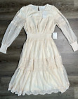 Bohme Ivory Vintage Style Dress w/ Embroidery & Lace - NWT - Size Large