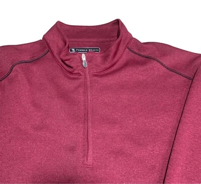 Sudadera de golf Pebble Beach para hombre XL roja 1/4 cremallera pulóver tejido activo Foto 1 de 4