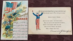 Postcards,Set/2,Patriotic,Uncle Sam,Star Spangled Banner,1905,Undivided,Divided - Picture 1 of 24