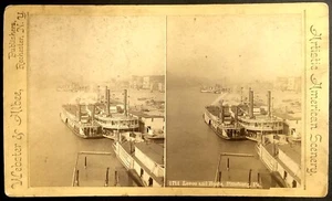 SV018_002 Stereoview Pittsburg PA Levee and Boats at the Pier - Picture 1 of 1
