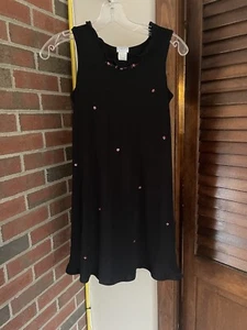 Talbots kids sleeveless black dress with pink sequins flowers, girls size 8 - Picture 1 of 6