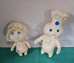 Muñecas de colección 1971 Rubber Pillsbury Doughboy y 1972 Poppie Dough Girl - Imagen 1 de 2