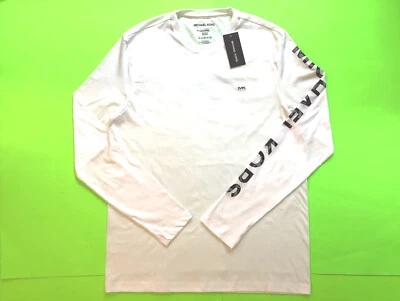 MICHAEL KORS Men’s Long Sleeve T-Shirt Size SMALL White w/Camo 100% Cotton - Image 1 of 4