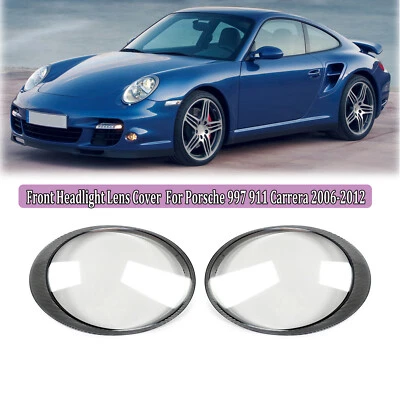 For Porsche 997 911 Carrera 2006-12 Headlight Lens Carbon Pattern 2X Cover - Image 1 of 4