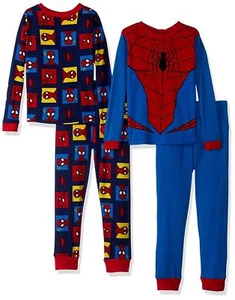 Marvel Spiderman 4 PC Long Sleeve Tight Fit Cotton Pajama Set Boy Size 6 - Picture 1 of 1