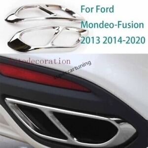 For Ford Mondeo~Fusion 2013 2014~20 Chrome Steel Rear Tail Exhaust Cover Trim 2*