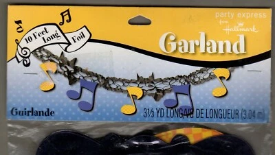 Guirnalda de fiesta símbolo musical, lámina de 10 pies negro azul amarillo decoración rock n roll Foto 1 de 3