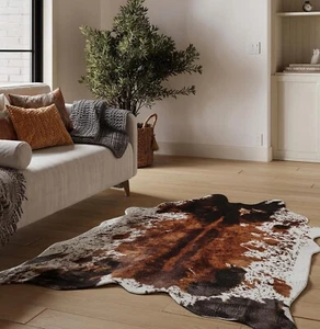 Elegant Faux Cow Print Rug – 4.6ft x 6.6ft | Plush Suede Back | Indoor/Outdoor - Picture 1 of 10