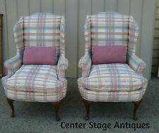 59366    Pair Queen Anne Wing Chairs w Goose Down Cushions and Pillow  QUALITY