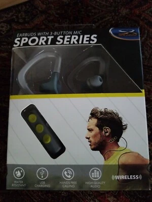 SOLARAY EARBUDS WITH 3 BUTTON MIC SPORT SERIES WIRELESS WATER RESISTANT Gray - Image 1 of 4