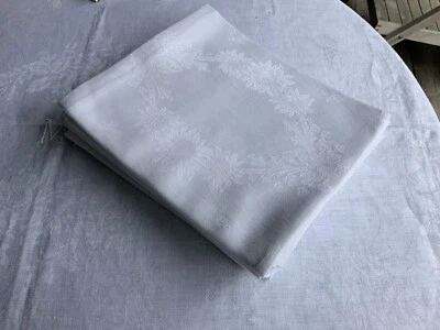 Linge Ancien 3 Serviettes De Mariage A Broder Damassé De Soie Décor Marguerite - Photo 1/4