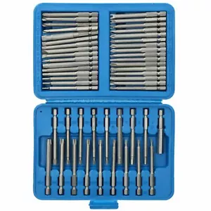 50tlg Schraubendreher extra lang Bit Set Torx Sechskant Spline Kreuzschlitz Pozi Star Security - Bild 1 von 1
