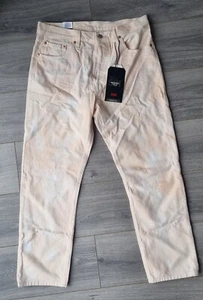 Levi’s Wedgie Straight Leg Jeans Cream White Orange Tie Dye Button - Picture 1 of 5