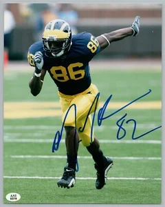 Mario Manningham foto autentica firmata a mano autografata 8x10 Michigan ASI - Foto 1 di 1