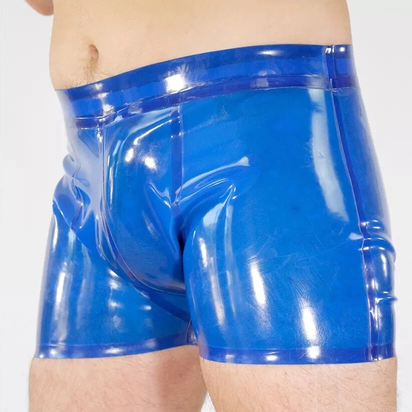 Transparent Blue Latex Rubber Oil Shiny Men's Shorts Briefs Underwear Fetish US - Image 1 of 4