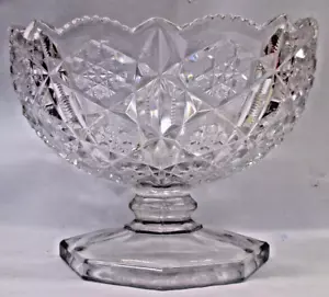 Antique McKee Toltec Clear Pressed Cut glass 8.5" x 6.25" Oval footed Bowl - Picture 1 of 13