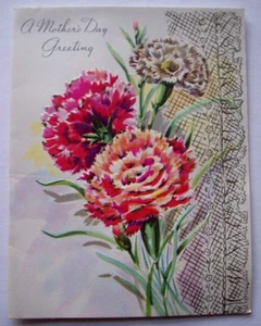 Carnations embossed unsigned vintage Mother's Day greeting card *KK19 - Picture 1 of 3