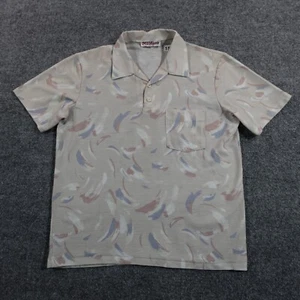 Vintage 70s Mr California Shirt Men L Beige Knit Short Sleeve Polo USA 11543 - Picture 1 of 12