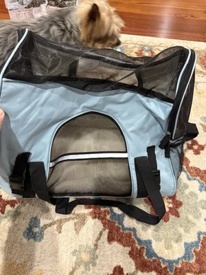 Transportadores de lados suaves para mascotas azules aprobados por la aerolínea Paw & Pals para gatos pequeños perros Foto 1 de 4