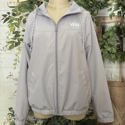 Chaqueta cortavientos Vans con capucha gris lila para mujer M abrigo ligero Foto 1 de 4