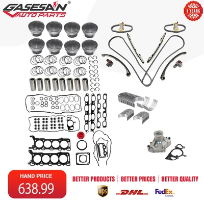 448PN 4.4L Head Gasket Set Timing Chain Piston Bearings For 2005-2009 Land Rover - Image 1 of 4