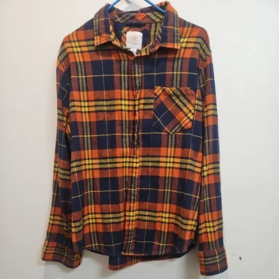 Camisa Cloudveil Franela Cuadros L/S Abotonada Naranja Amarillo Azul Para Hombre Grande Foto 1 de 3