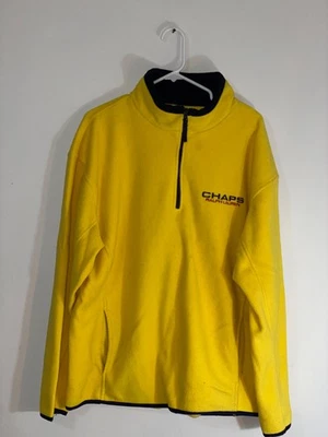 Vtg Chaps Ralph Lauren Fleece 1/4 Zip Pullover Mens M Yellow Pocket Embroidered - Image 1 of 3