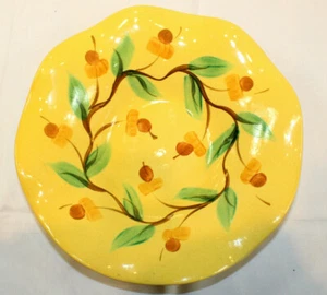 Gail Pittman Ceramic Ruffled Yellow Hand Painted Large Bowl 10 1/2" Signed 02  - Picture 1 of 11