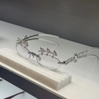 El marco de gafas de pestañas sin marco de diamante de la serie de joyas está de moda Foto 1 de 4