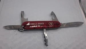 Swiss Army Knife "Victorinox" Clear Red Multi Tool 90mm CAMILLE BAUER - Picture 1 of 16