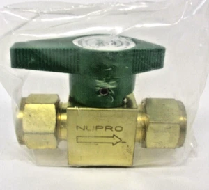 1/2" Nupro B-8P6T Messing Vierteldrehinstrument Steckerventil. 1/2" Rohrverschraubung - Bild 1 von 2