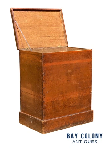 19th C Antique Country Primitive Pine Grain Bin / Lift Top Chest Cover