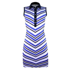 NEW Daily Sports Womens Nelly Sleeveless Chevron Navy Purple Golf Dress S $129 - Picture 1 of 3