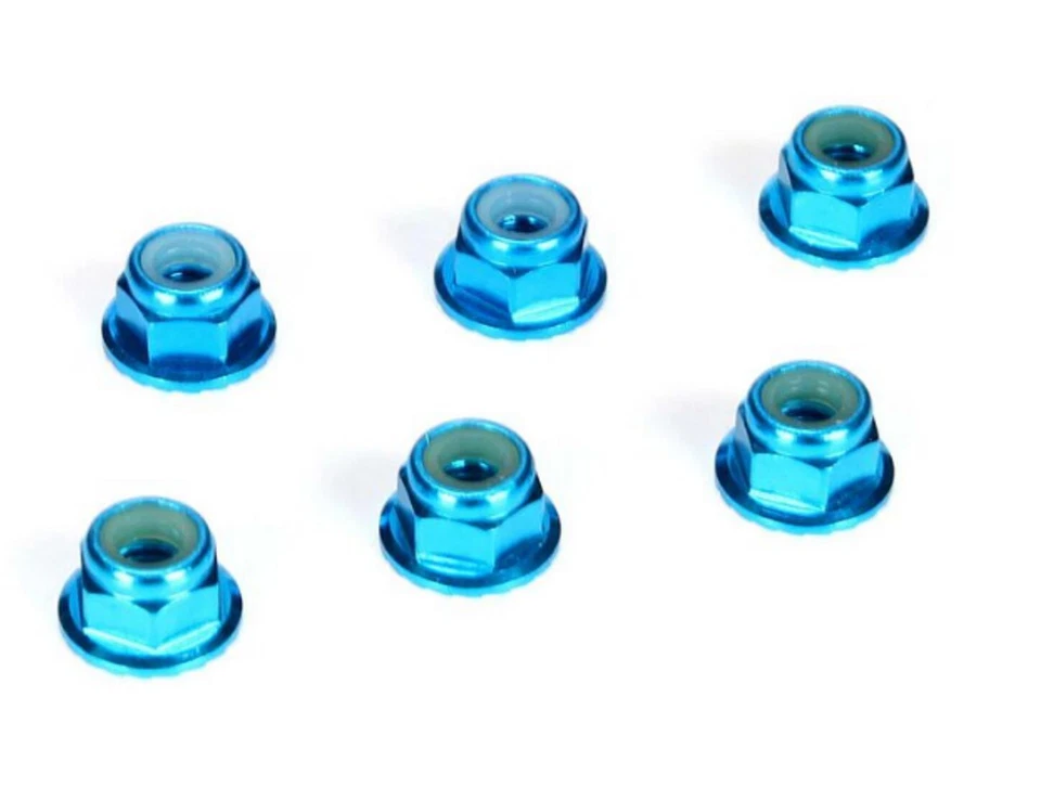 Aluminum Alloy M4 Lock Nuts 4mm 6Pcs Fits For LOSI 1/10 22S 2WD Rc car TLR336001 - Image 1 of 4