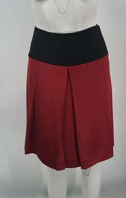 Falda Prada Rojo/Negro Color Bloque Invertido Plisado Hasta la Rodilla talla 38 Nueva con Etiquetas Foto 1 de 4