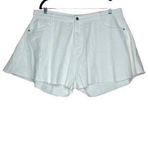 Pantaloncini mamma Missguided nuovi con etichette Plus denim con orlo grezzo colore bianco taglia 16 Coquette - Foto 1 di 9