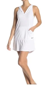 Womens Nike Hooded Racerback Solid White Swimwear Cover Up Dress in SMALL *NEW* - Picture 1 of 10