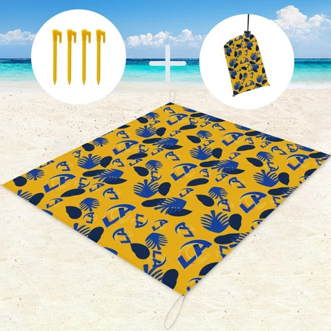 Los Angeles Rams Waterproof Picnic Mat 59×57in Beach Mat with Storage Bag Cover