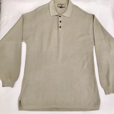 Tommy Bahama 男式长袖亨利毛衣米色 XL 码 — 第 1/4 张图片