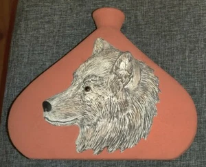 Beautiful Large Decorative Textured Finish Ceramic Wolf Vase 9" Tall 11" Wide - Picture 1 of 4