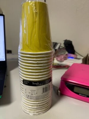Touch Of Color 24 Count 9oz Hot/Cold Paper Cups Mimosa Yellow New!!! - Image 1 of 2