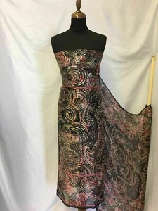 NUEVO Hermoso 100% Seda Gasa Remolino Borde Estampado Tela 42" 108 cm Vestido Bufanda - Imagen 1 de 5