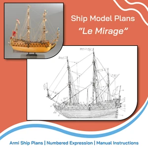 Plans d'assemblage de maquette de bateau en bois Le Mirage | 11 feuilles | PLANS NUMÉRIQUES - Photo 1 sur 9