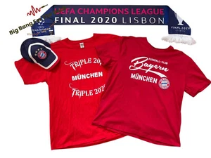 FC Bayern München FCB Fan Set 2x T-Shirts XXL + Basecap + Fanschal CL Final 2020 - Bild 1 von 24